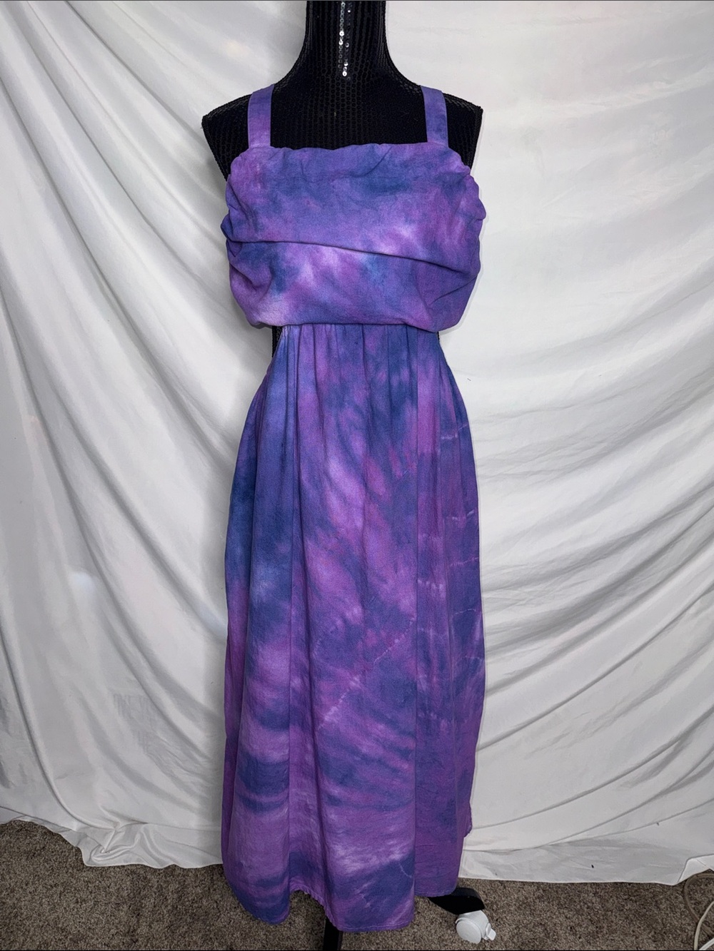 One of a kind a new day Purple Tie-Dye Maxi Dress with Square Neckline